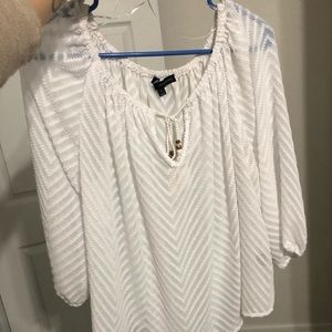 NWOT Size large white sheer keyhole blouse